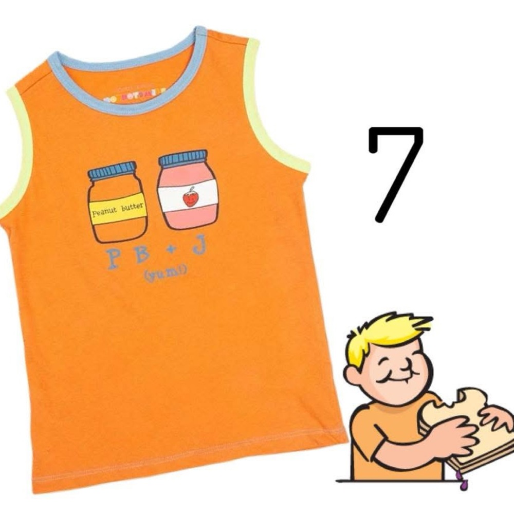 DotDotSmile Orange Kids Tank Top with Peanut Butter and Jelly Design